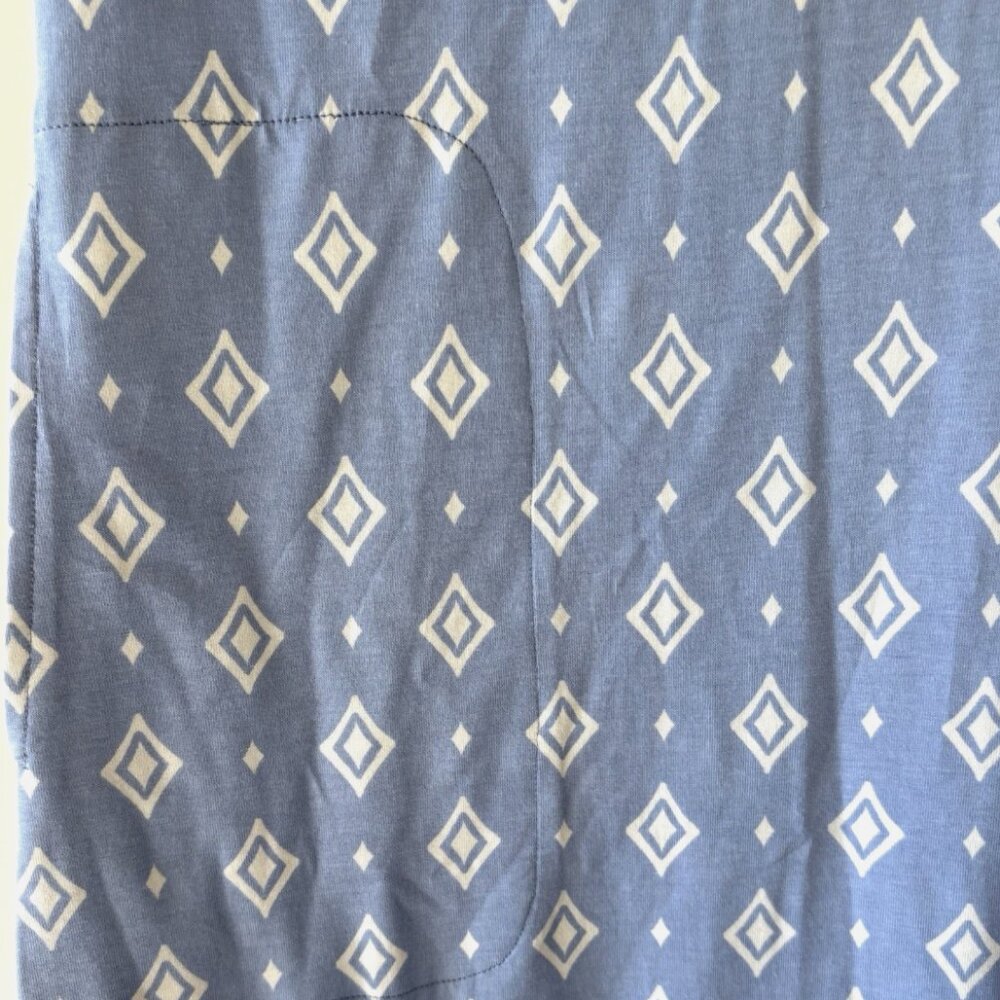 Cuddl Duds Flexwear Scoop Neck Tiered Maxi Dress Blue Geometric 2X - Picture 3 of 8